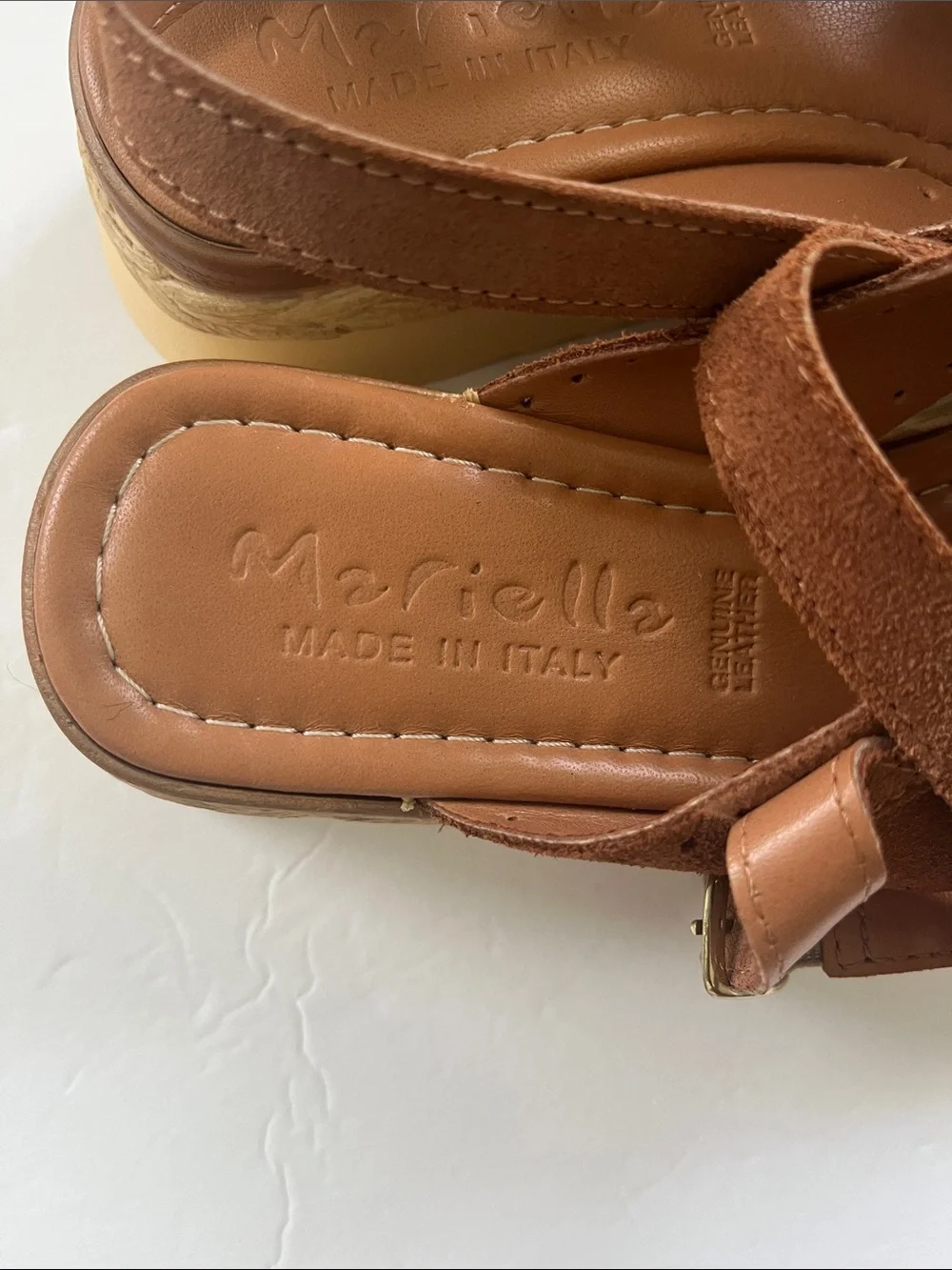Mariella Comfort Suede Cross-Strap Slingback Sandals — Brown